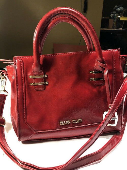 ️Near Mint ELLEN TRACY Red Faux Leather Crossbody Shoulder Bag Purse️