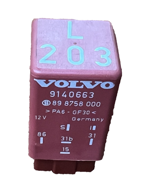 Volvo Intermittent Windshield Wiper Relay 12V 9140663, 89 8758 000