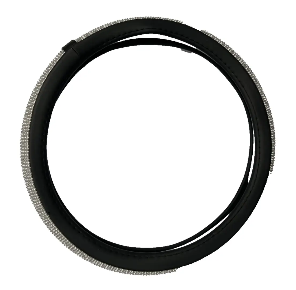 Steering Wheel Cover Black with Faux Bling Crystal Diamonds Universal Fit by Unbranded