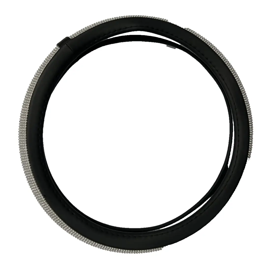 Steering Wheel Cover Black with Faux Bling Crystal Diamonds Universal Fit by Unbranded