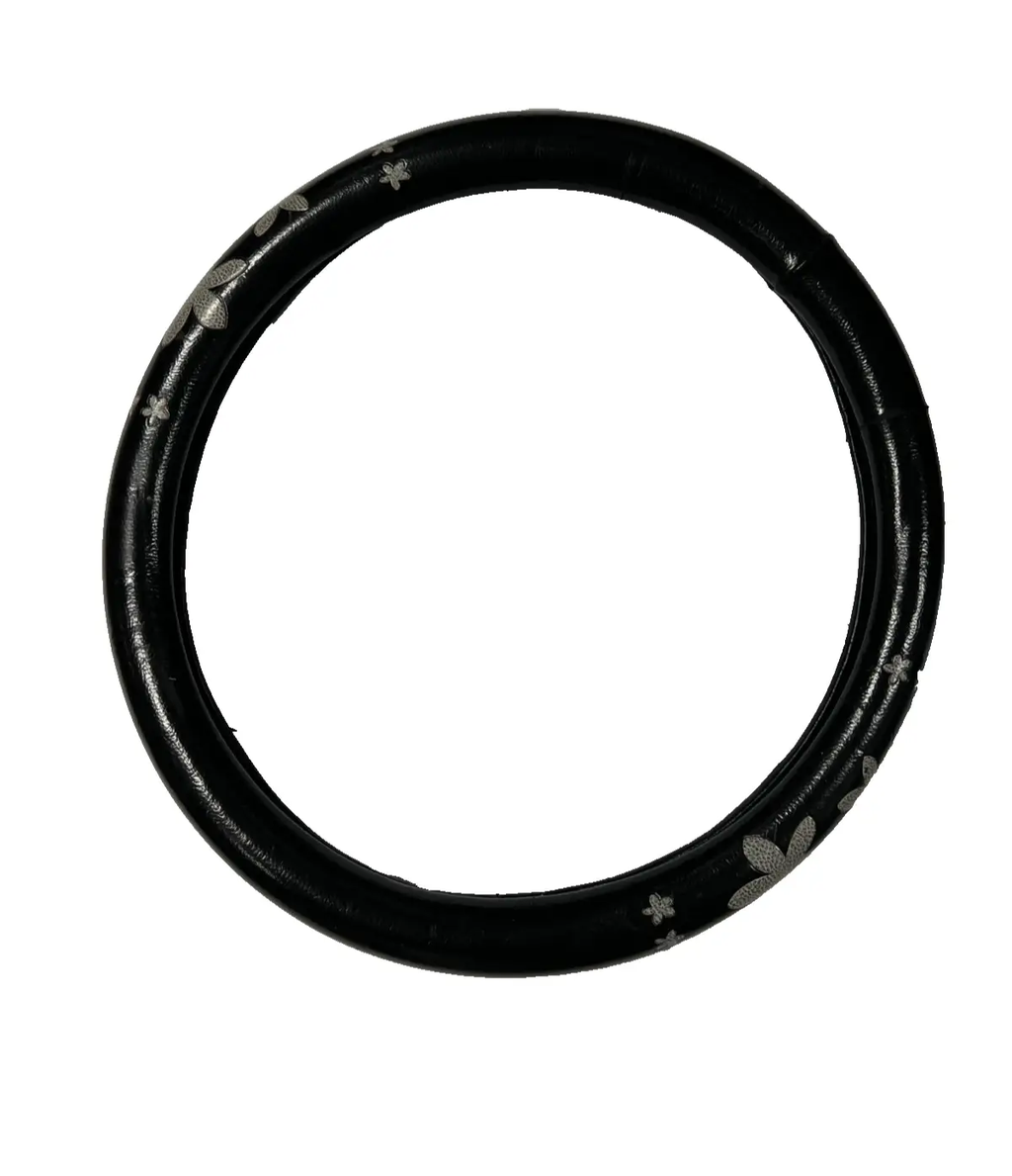 Universal Steering Wheel Cover with Flowers Design Black by Unbranded