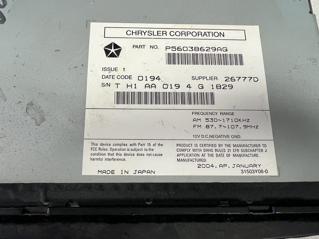 2004 Jeep Grand Cherokee Radio AM FM CD DVD Player Receiver 56038629AG