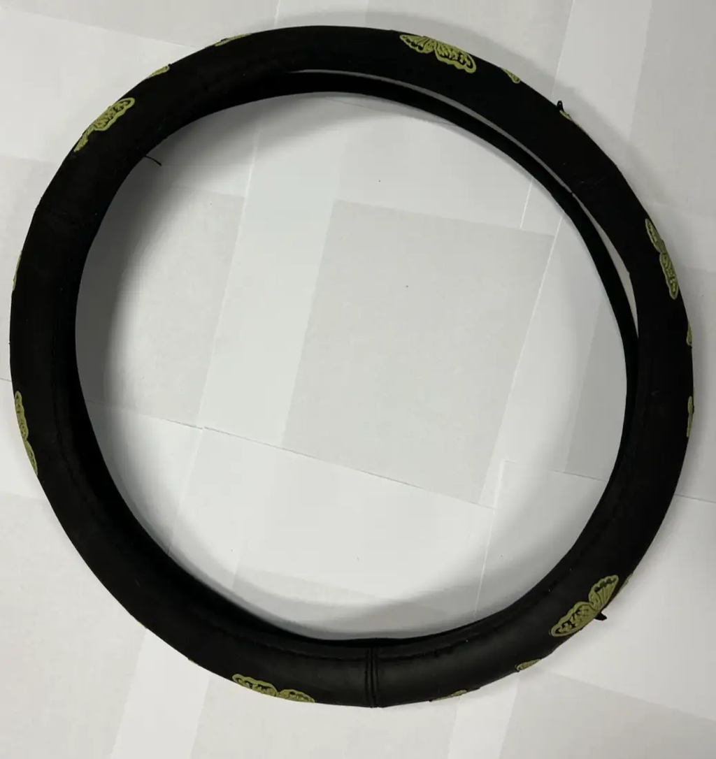 Universal Black Steering Wheel Cover with Yellow Green Butterfly Butterflies by Unbranded