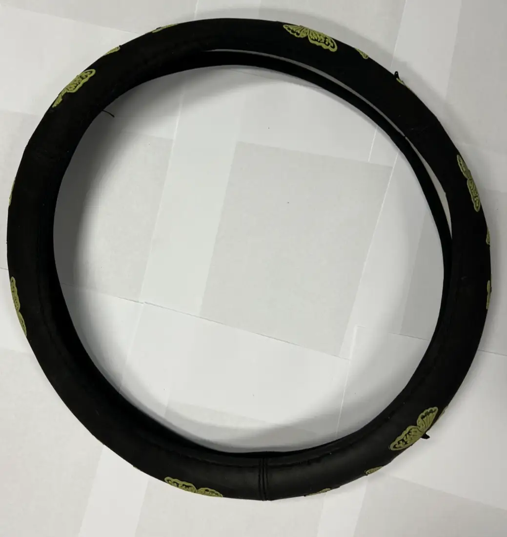 Universal Black Steering Wheel Cover with Yellow Green Butterfly Butterflies by Unbranded