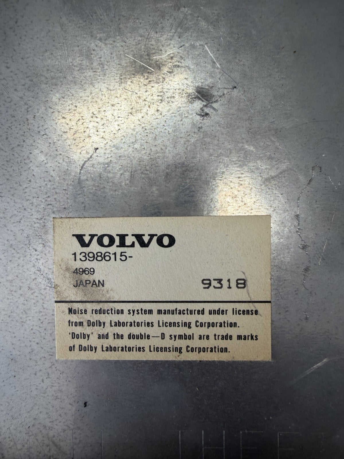 1993-1997 Volvo 740 940 Radio Cassette Player Receiver 1398615 4969 Black