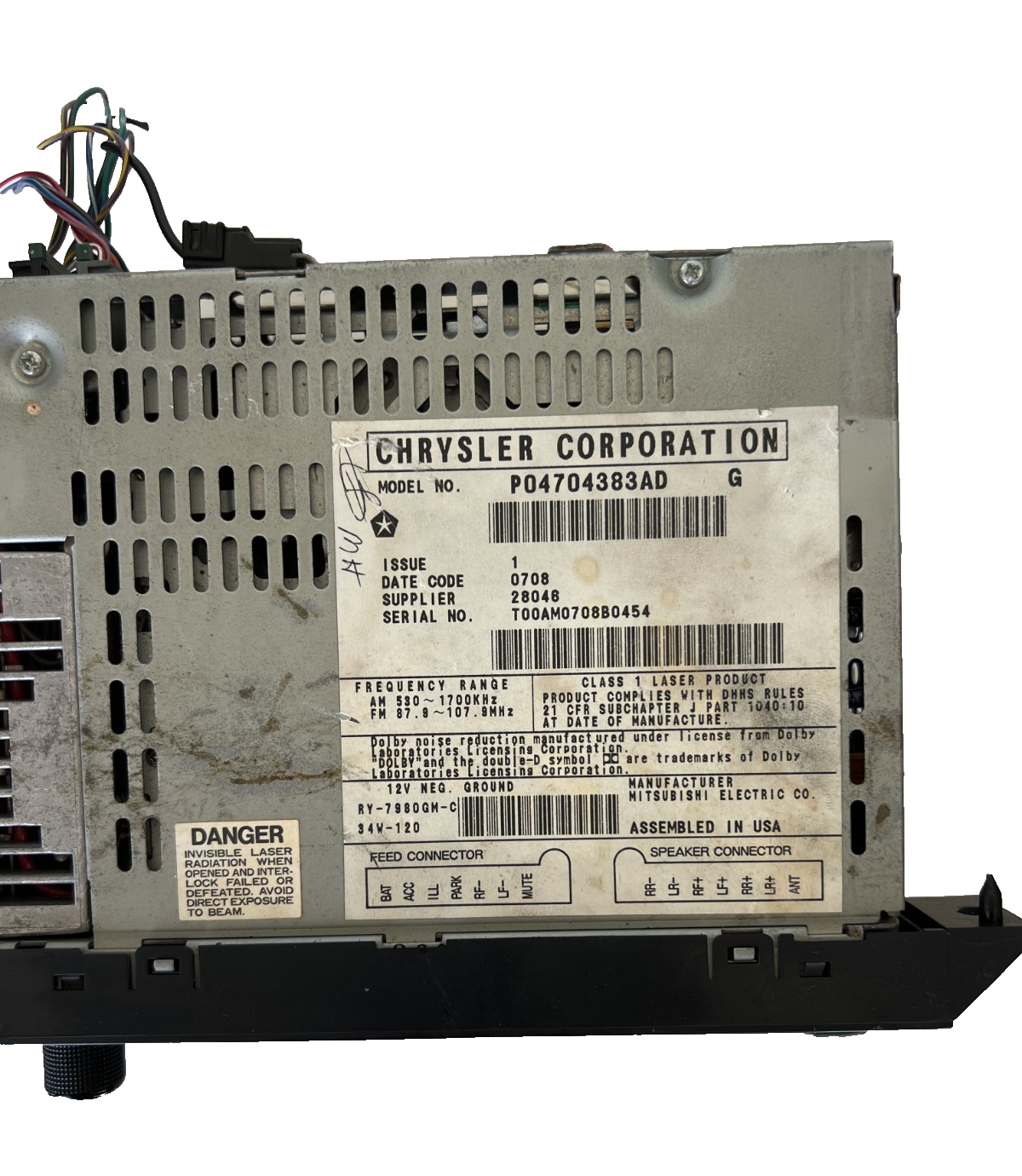 1994-2003 Jeep Dodge Chrysler AM FM Radio Cassette CD Player Receiver 04704383AD