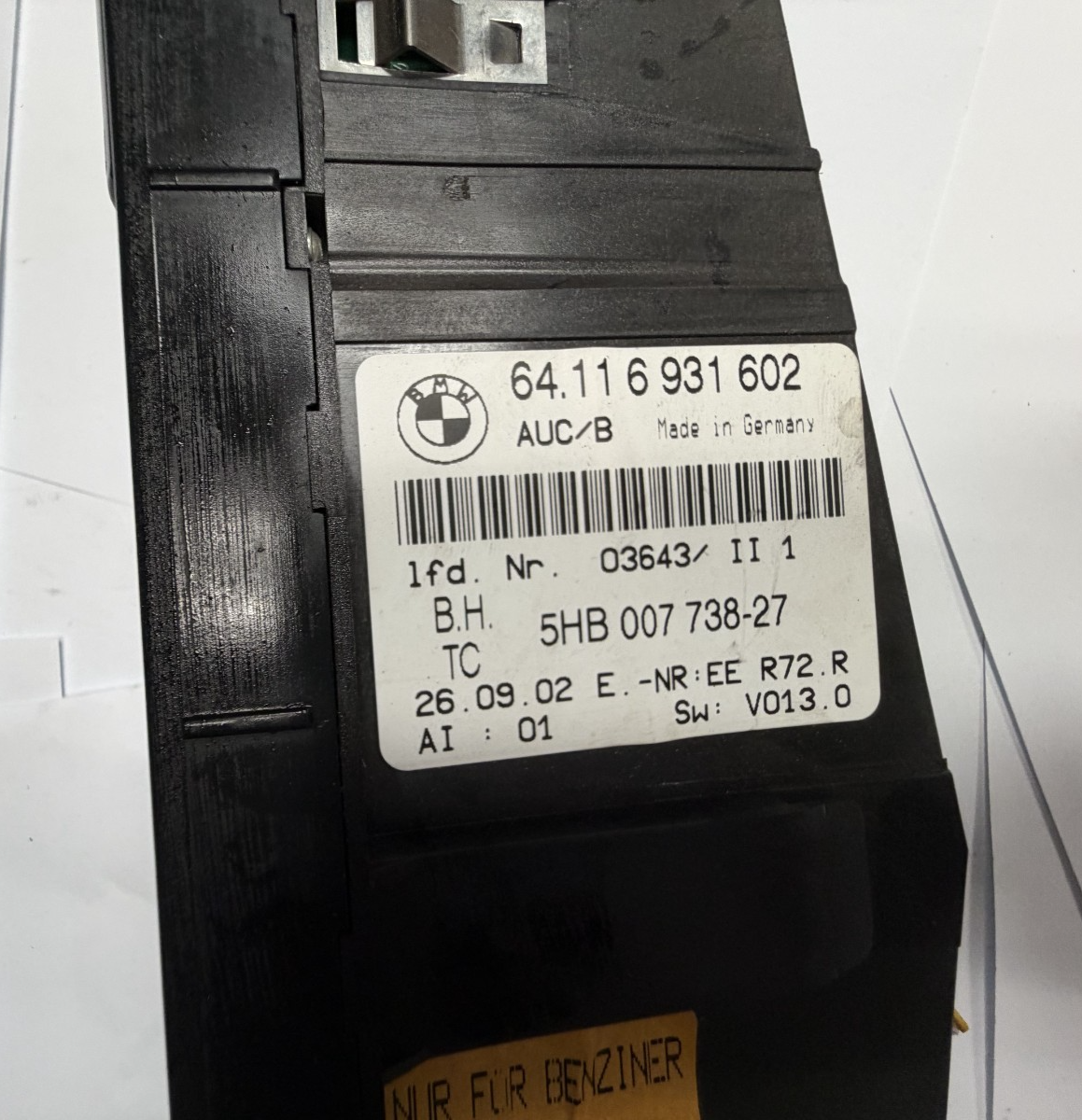 2001-2005 BMW 325i 330i AC Heater Climate Control Unit 64 11 6 931 602 Black by BMW