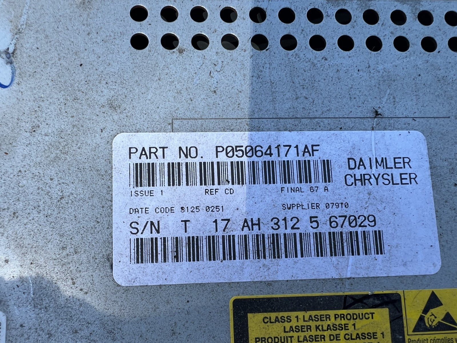 2006-2009 Chrysler Dodge Jeep Radio CD Player AM FM Control OEM 05064171AF