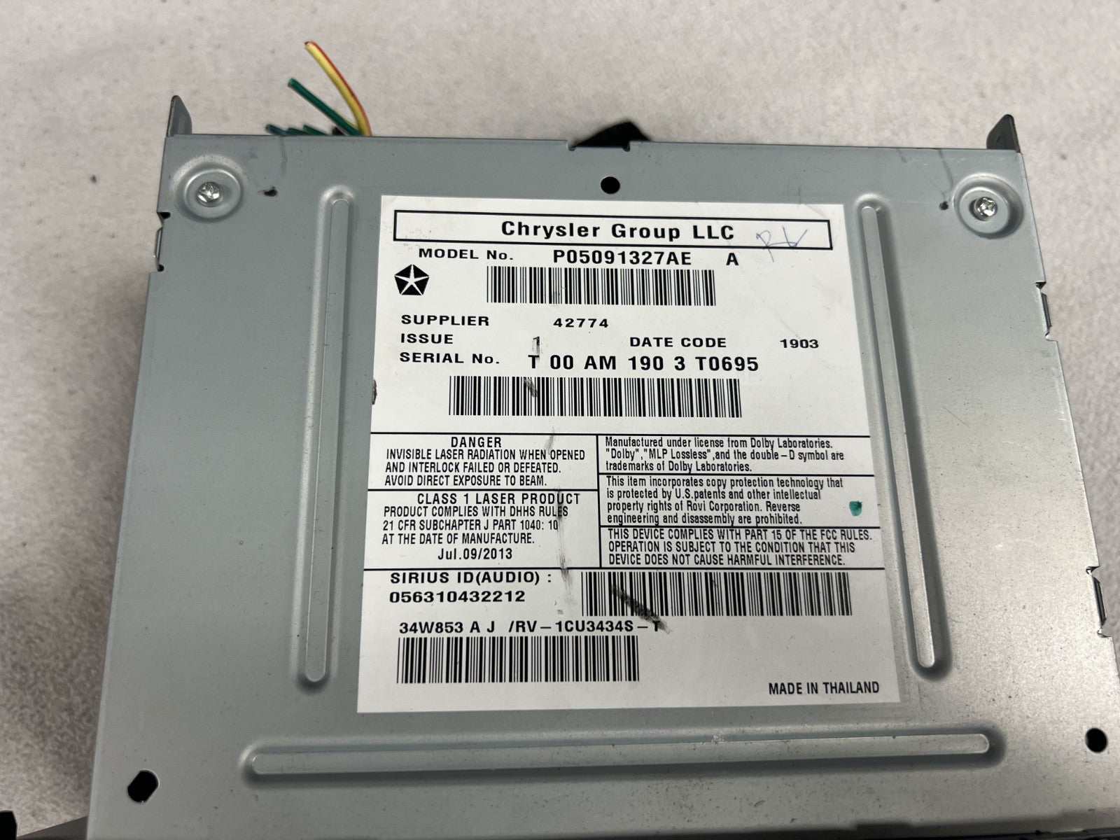 AM FM Satellite Radio Receiver 05091327AE fits 14 2014 Chrysler Town & Country