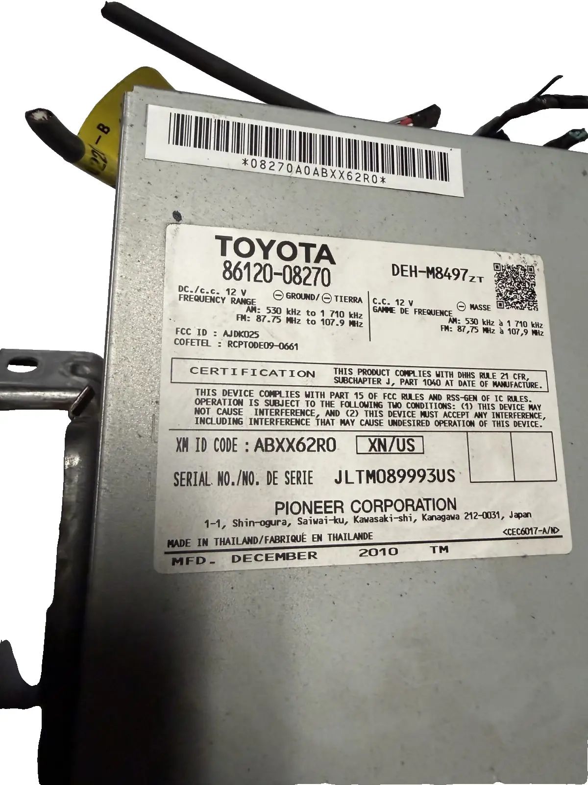 2011-2014 Toyota Sienna AM FM CD MP3 Radio Receiver with Vent 86120 08270 by Toyota