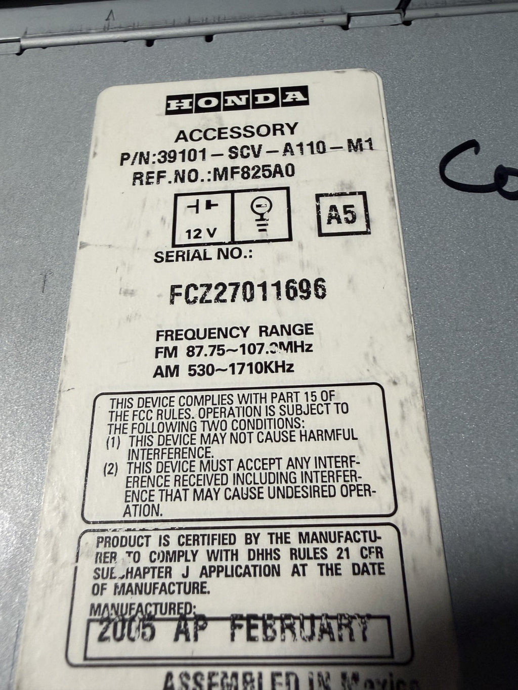 AM FM XM CD Radio Receiver 39101 SCV A110 M1 fits 2005-2006 05 06 Honda Element