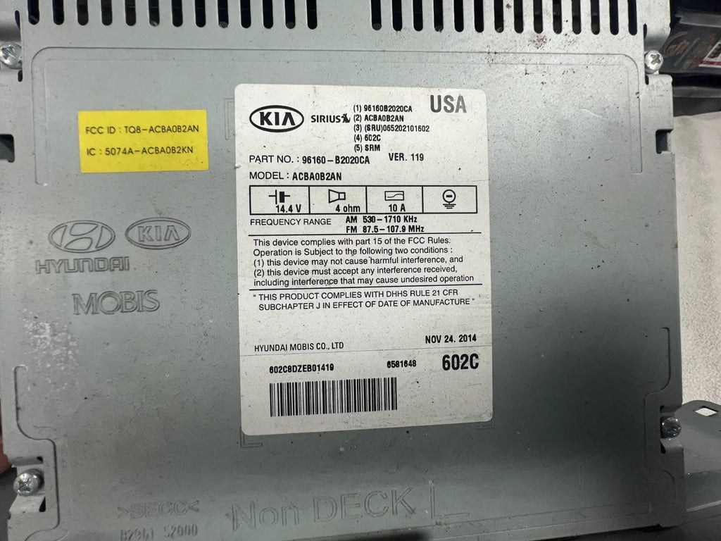 CD Player Radio Receiver 96160 B2020CA, ACBA0B2AN fits 2014 2015 2016 Kia Soul by Kia