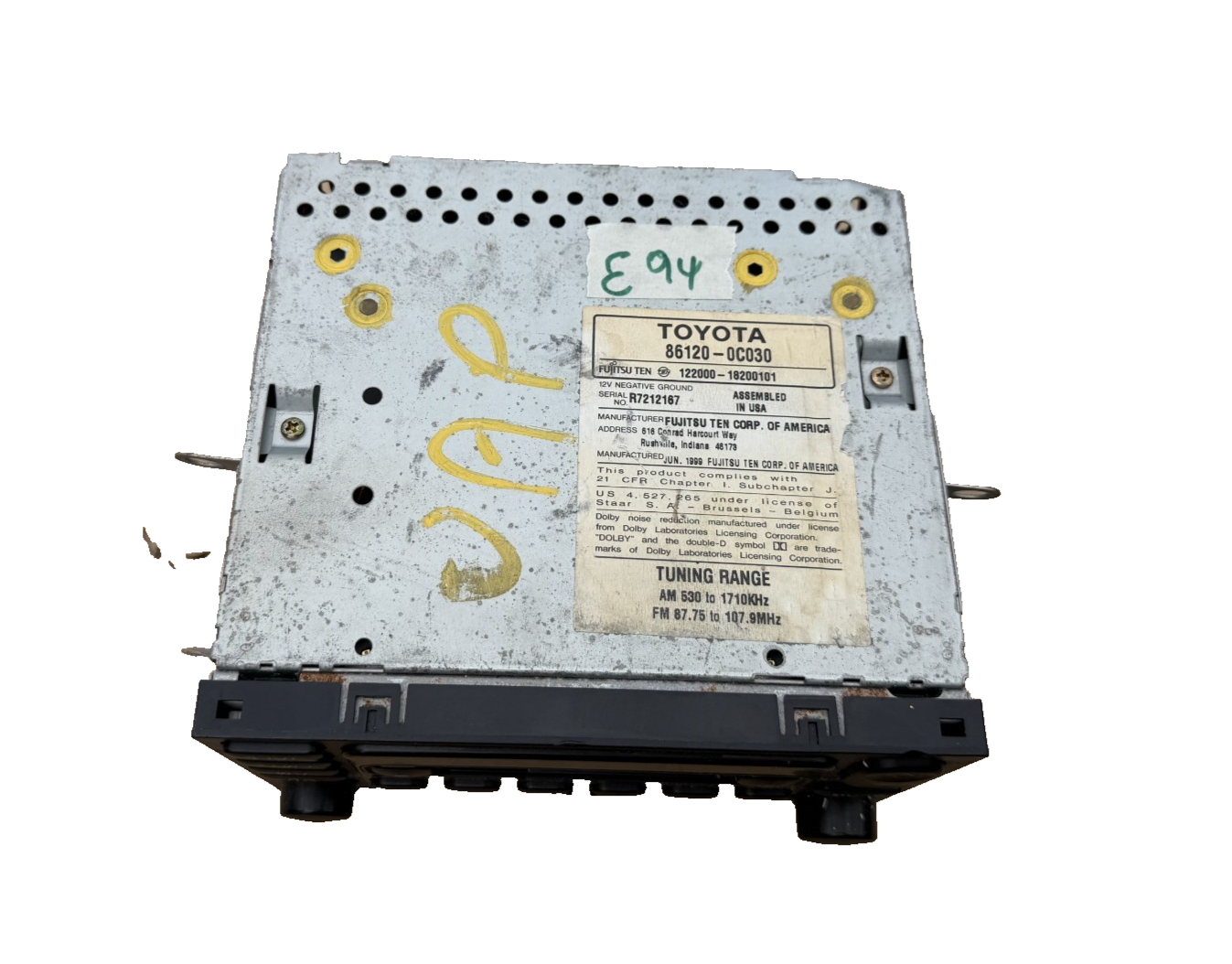1999-2002 99 00 01 02 Toyota Solara AM FM Radio CD Player Receiver 86120 0C030