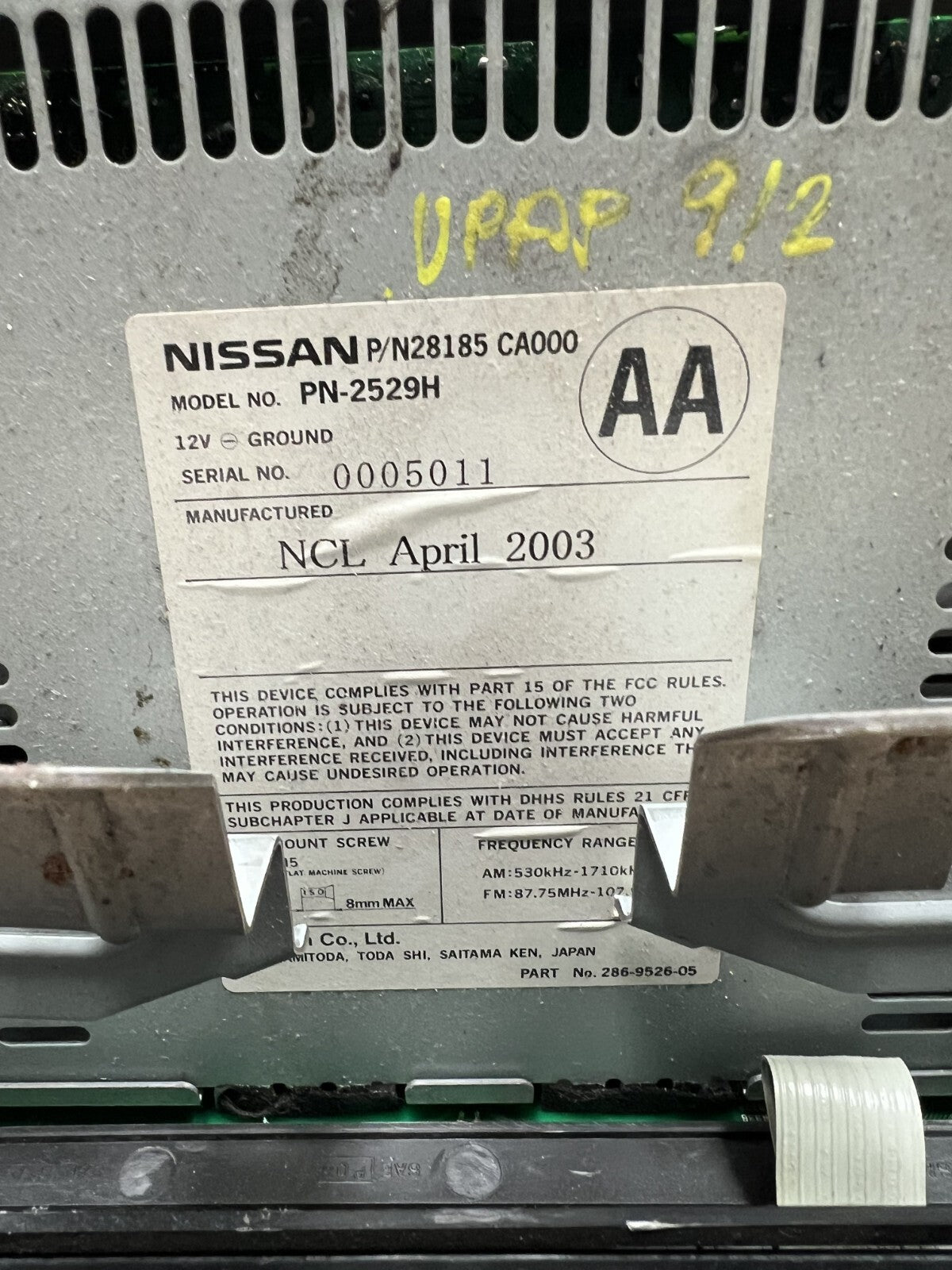 03-04 Nissan Murano AC Climate Temperature Control Radio CD Player 28185-CA000
