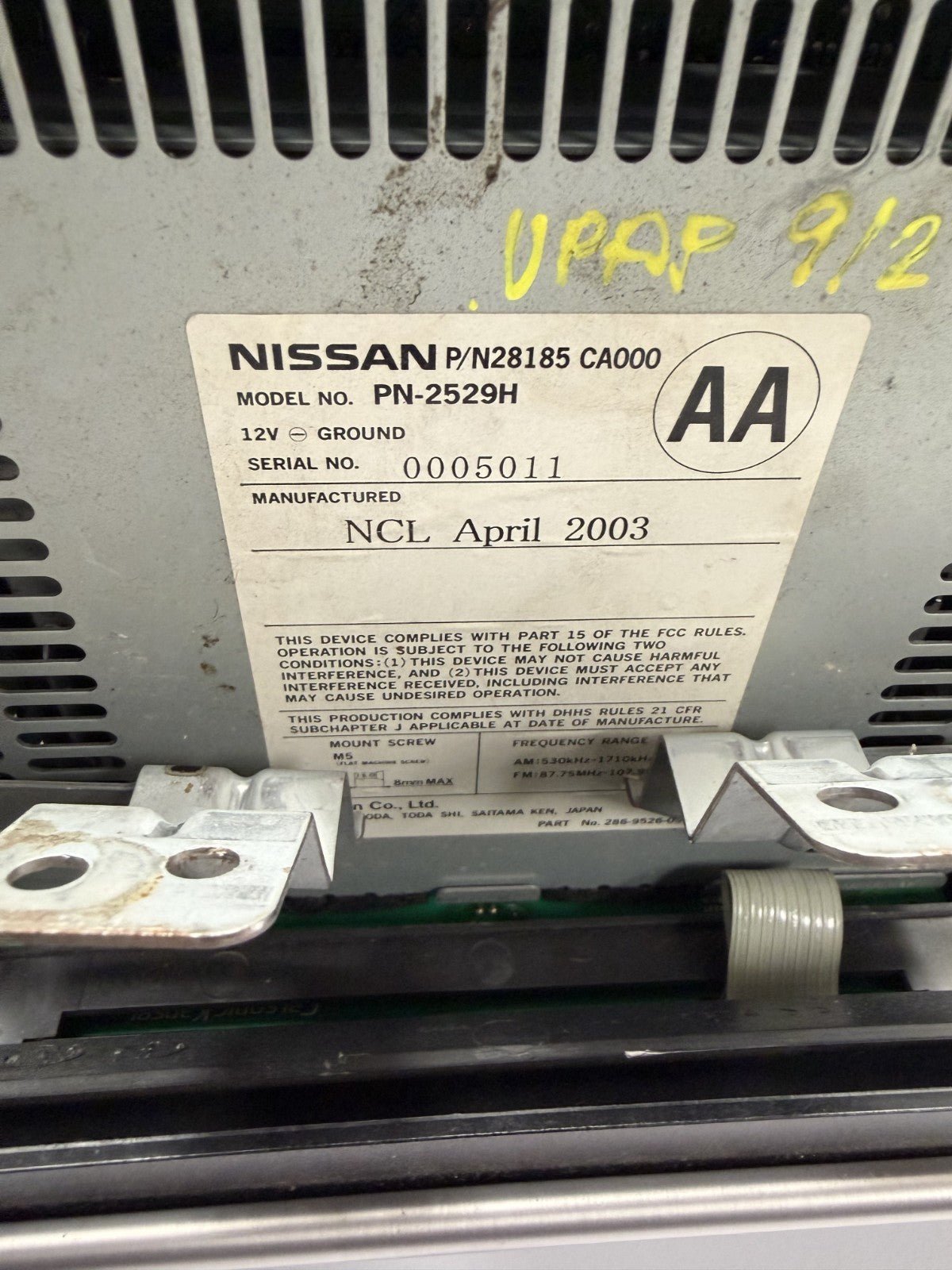 03-04 Nissan Murano AC Climate Temperature Control Radio CD Player 28185 CA000