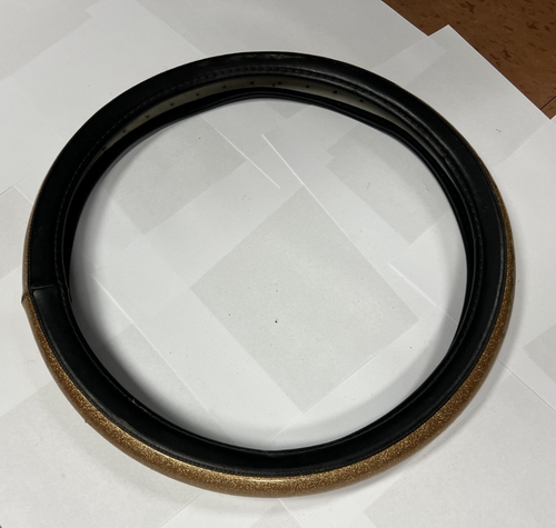 Steering Wheel Cover Black with Gold Sparkling Glitter Design 14.75'' Diameter