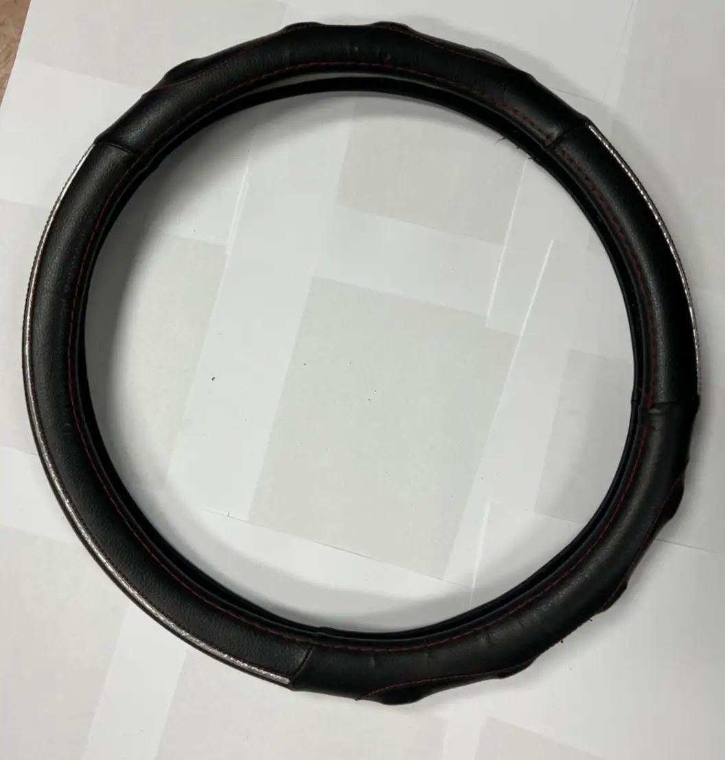 Universal Steering Wheel Cover Black with Silver at the Side for Protection