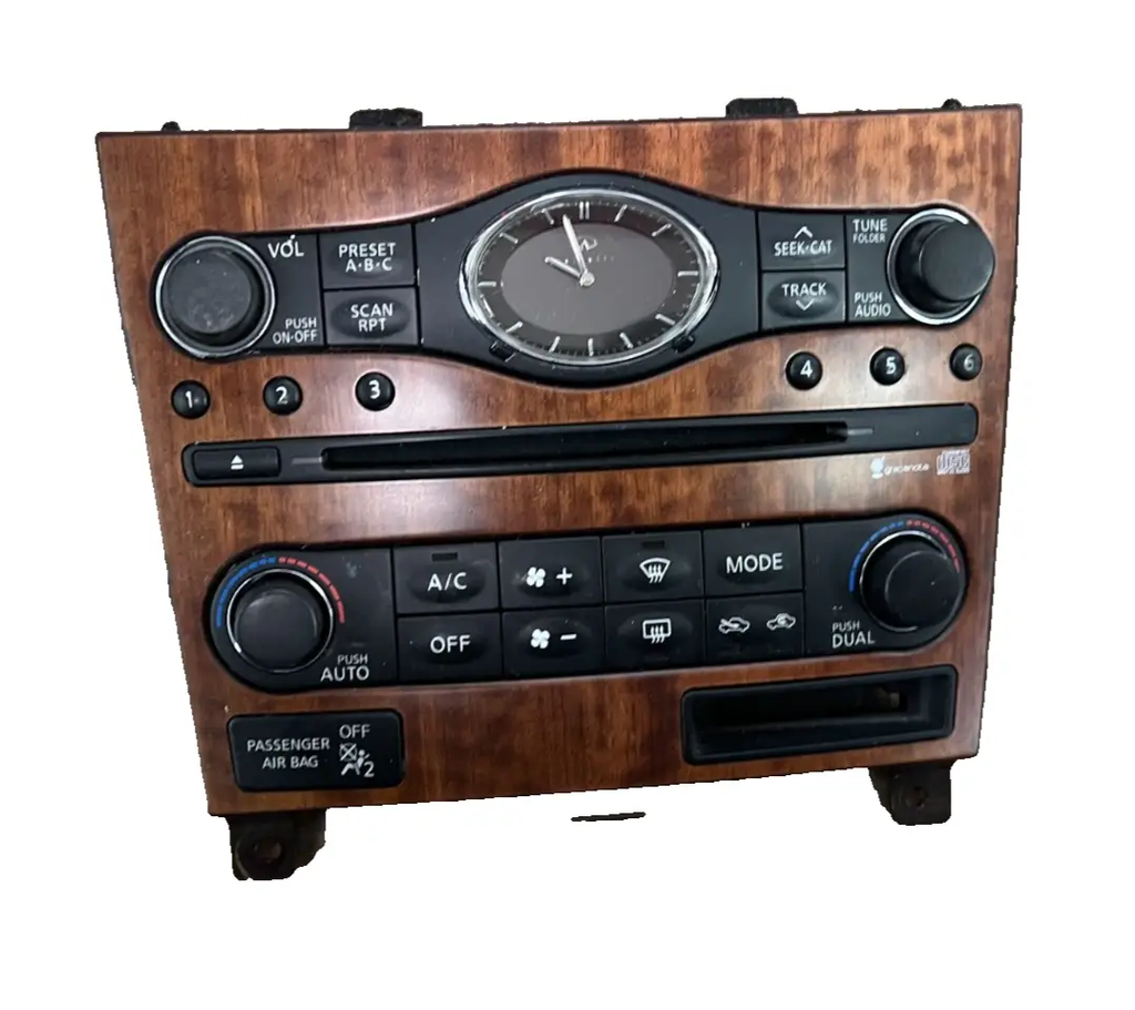 2008 2009 Infiniti G37 Radio CD Clock AC Temperature Control Panel Woodgrain by Nissan