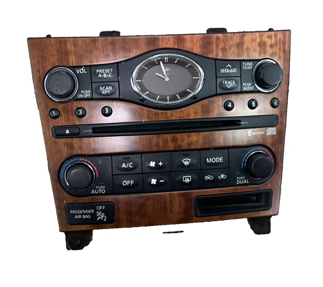 2008 2009 Infiniti G37 Radio CD Clock AC Temperature Control Panel Woodgrain by Nissan