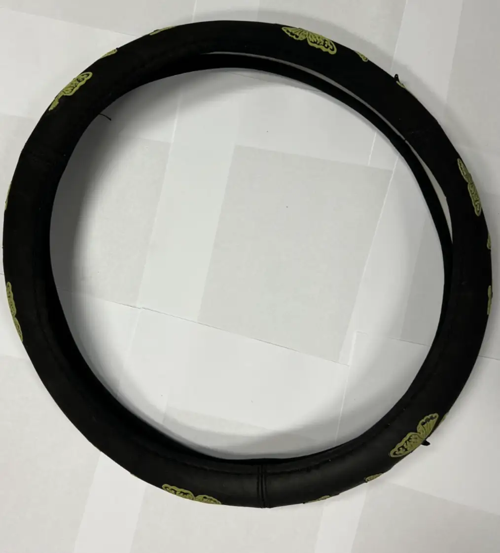 Universal Black Steering Wheel Cover with Yellow Green Butterfly Butterflies by Unbranded