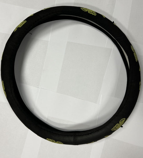 Universal Black Steering Wheel Cover with Yellow Green Butterfly Butterflies