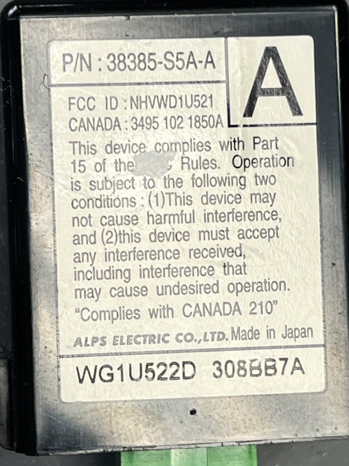 2001 2002 2003 2004 2005 Honda Civic Keyless Entry Module 38385-S5A-A, 308BB7A
