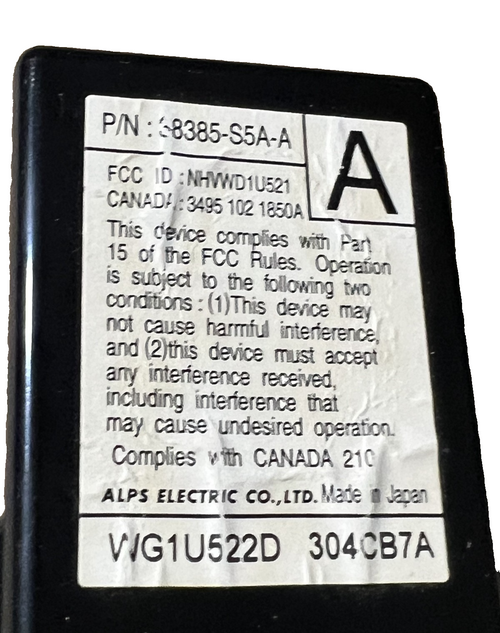 Keyless Entry Receiver Module 38385 S5A A, WG1U522D fits 2001-2005 Honda Civic