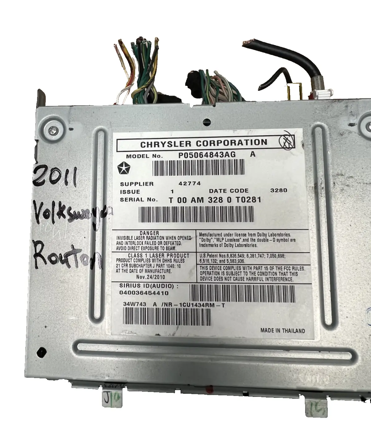 2009-2014 Volkswagen Routan Stereo Radio Media Receiver OEM 05064843AG by Chrysler