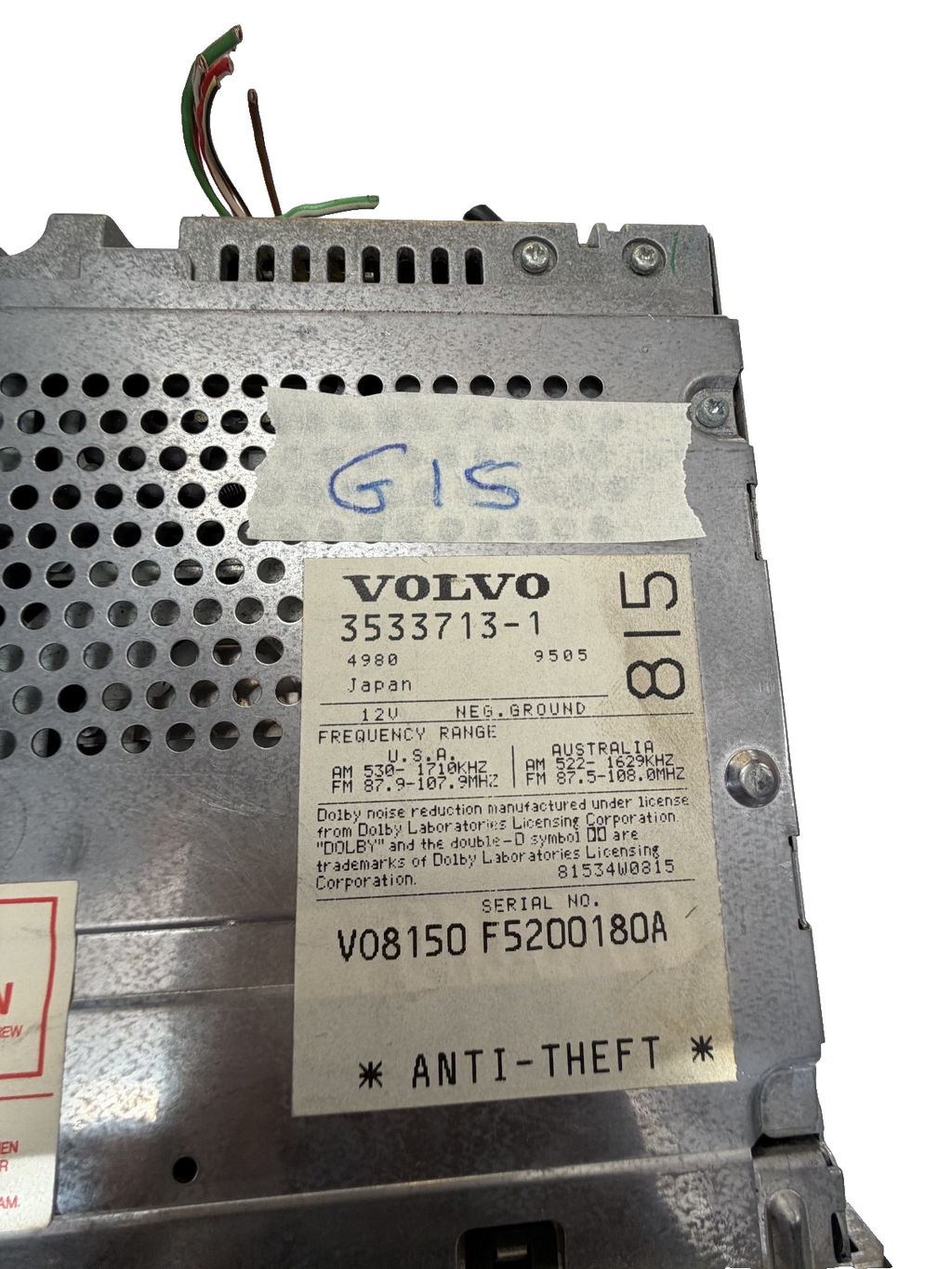 1996 1997 Volvo 960 CD Cassette Radio Receiver 12V 3533713 1, SC-815 Black