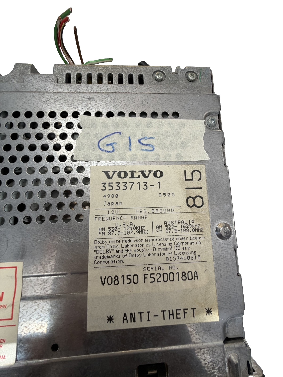 1996 1997 Volvo 960 CD Cassette Radio Receiver 12V 3533713 1, SC-815 Black