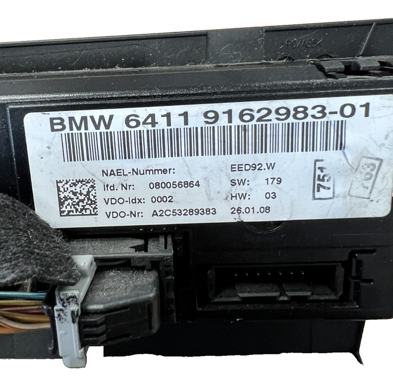 2007-2013 BMW E82 E88 E90 E92 E93 AC Heater Climate Control Switch Panel 9162983