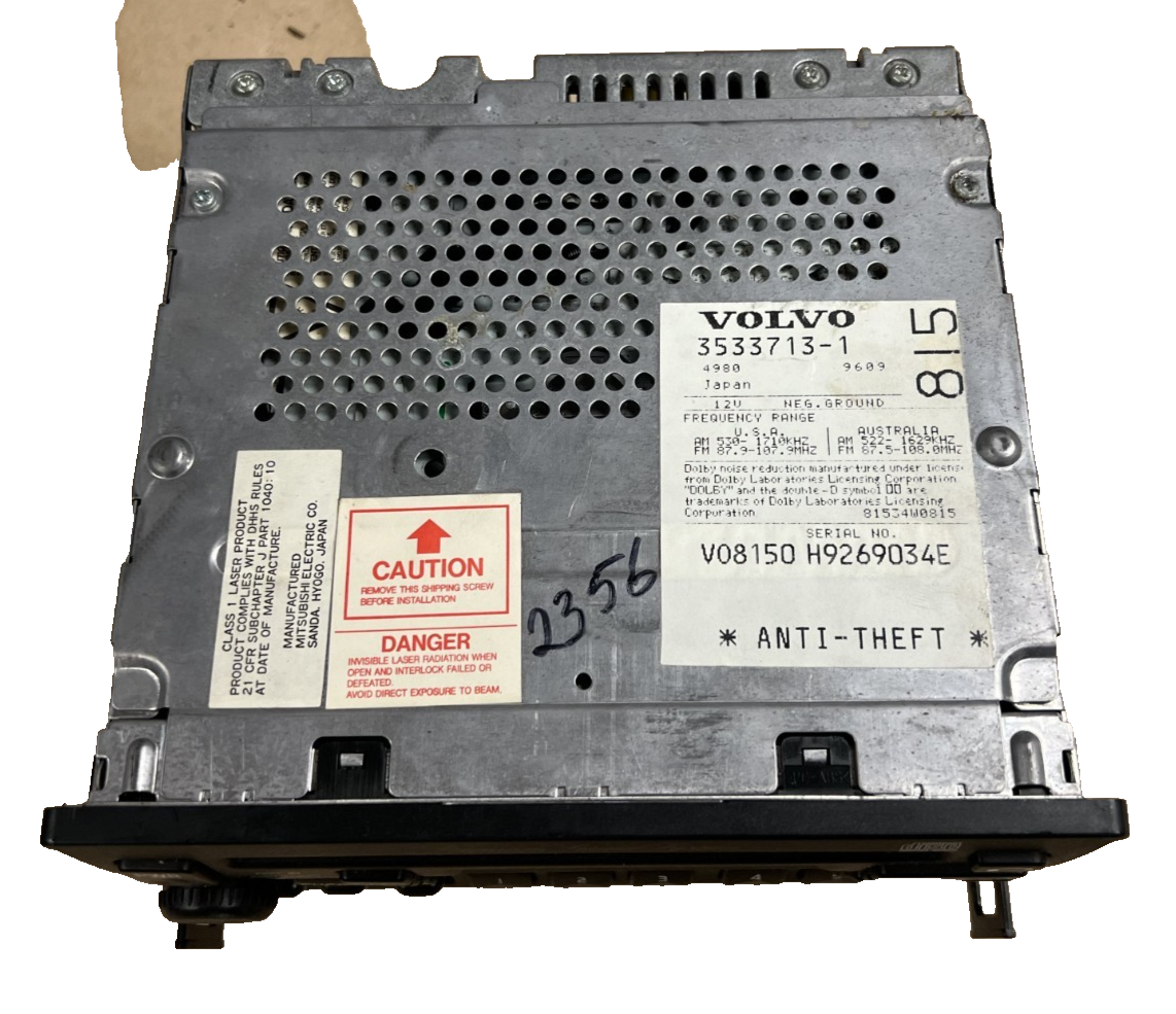 1996 1997 96 97 Volvo 960 CD Cassette Radio Receiver Panel 12V 3533713 1