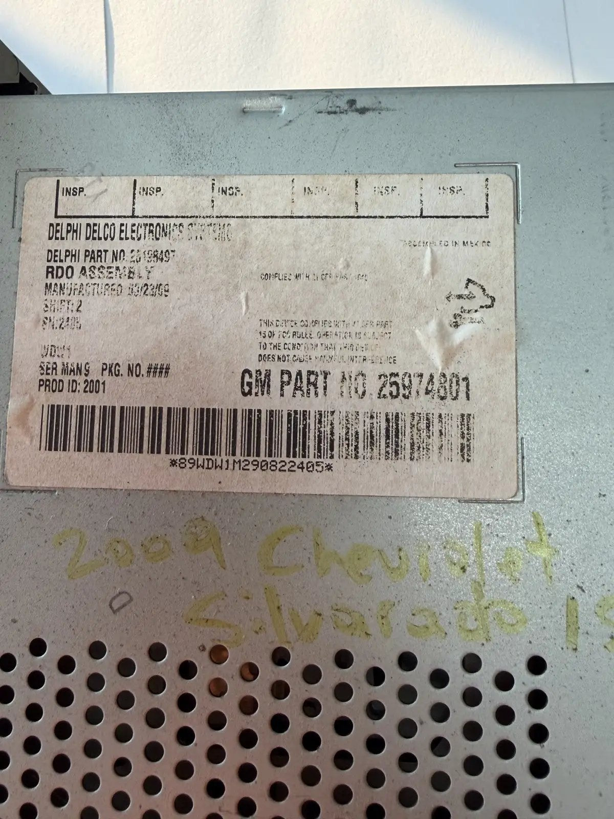 2009 Chevrolet Chevy Silverado 1500 Radio Audio Receiver Head Unit 25974801 by Delphi GM