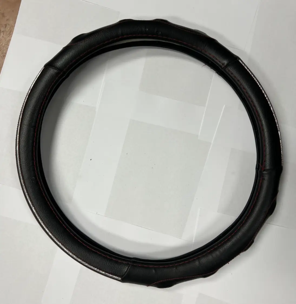 Universal Steering Wheel Cover Black with Silver at the Side for Protection