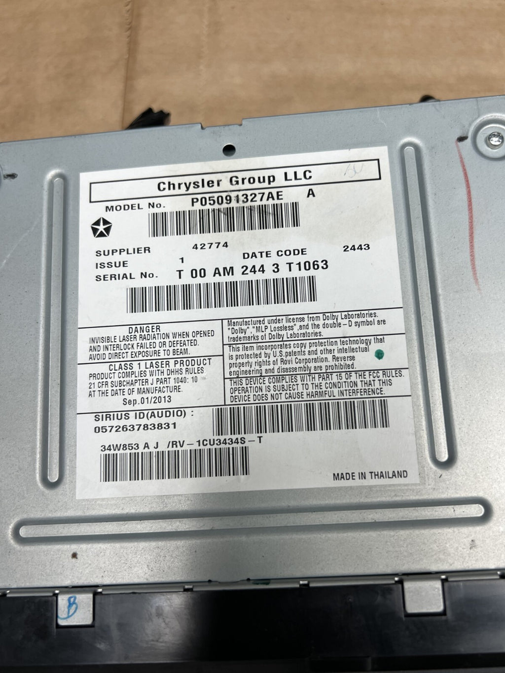 2012-2014 Dodge Grand Caravan 3.6L AM FM Satellite Radio OEM 05091327AE