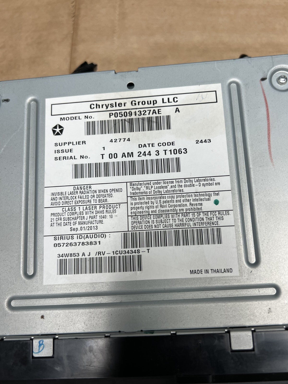 2012-2014 Dodge Grand Caravan 3.6L AM FM Satellite Radio OEM 05091327AE