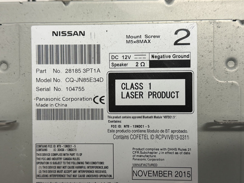 2015-2017 Nissan Juke AM FM CD Player Radio Receiver 28185 3PT1A, CQ JN85E34D