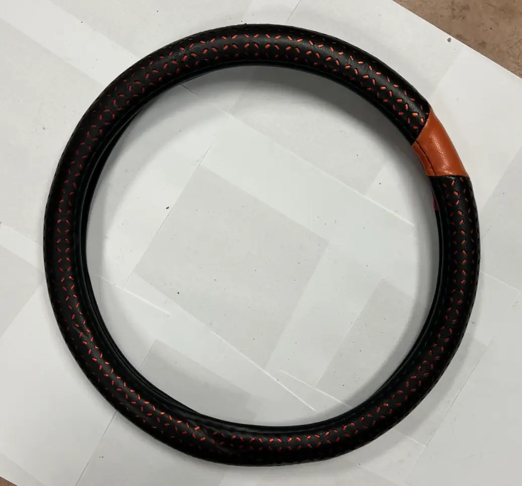 Universal Steering Wheel Cover Black Red with X like Pattern Design by Unbranded