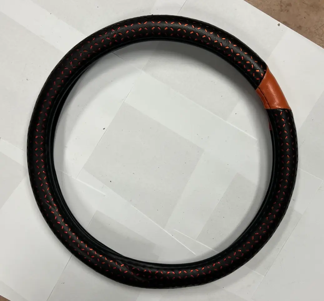 Universal Steering Wheel Cover Black Red with X like Pattern Design by Unbranded