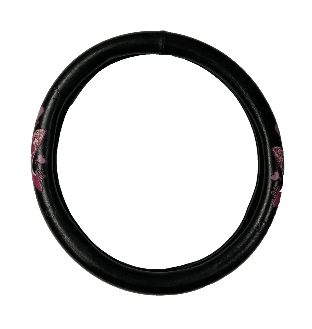 Steering Wheel Cover Ladies Lady Design Pink Black for Comfort Grip by Unbranded