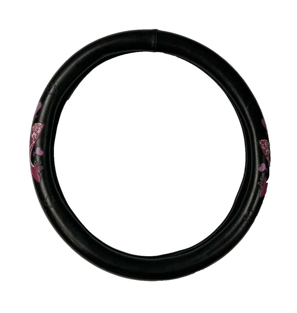 Steering Wheel Cover Ladies Lady Design Pink Black for Comfort Grip by Unbranded