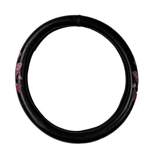 Steering Wheel Cover Ladies Lady Design Pink Black for Comfort Grip