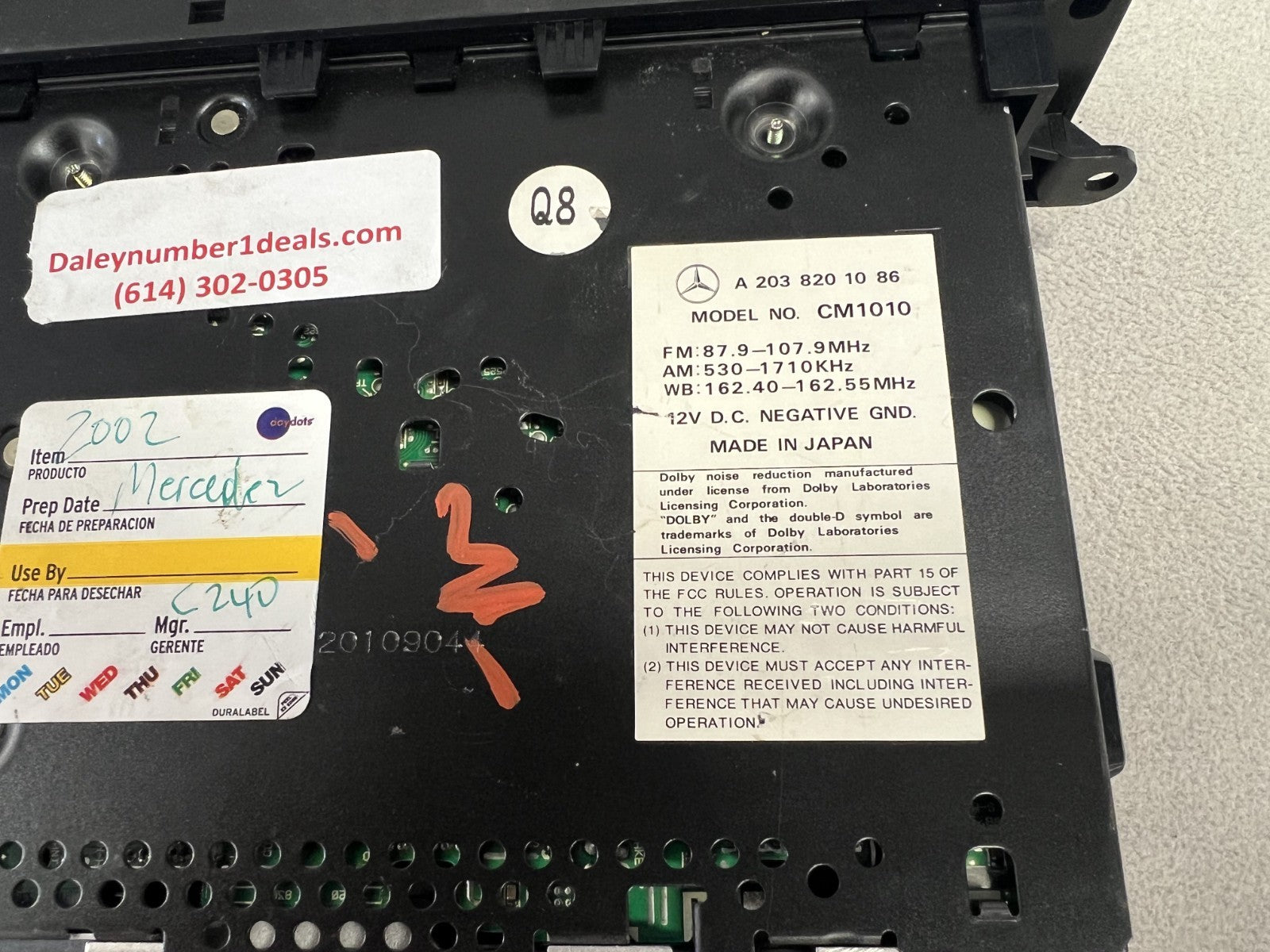 01-04 Mercedes W203 C230 C32 AMG C320 C240 FM AM Audio Radio Player A2038201086