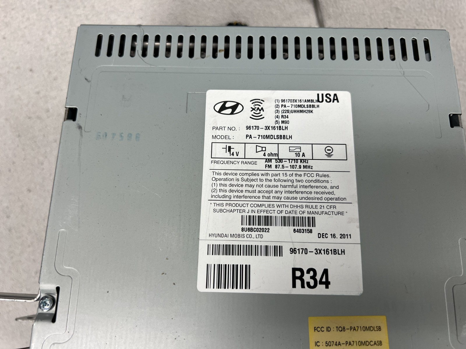 2011-2013 Hyundai Elantra Bluetooth AM FM CD MP3 Radio Receiver 96170 3X161BLH