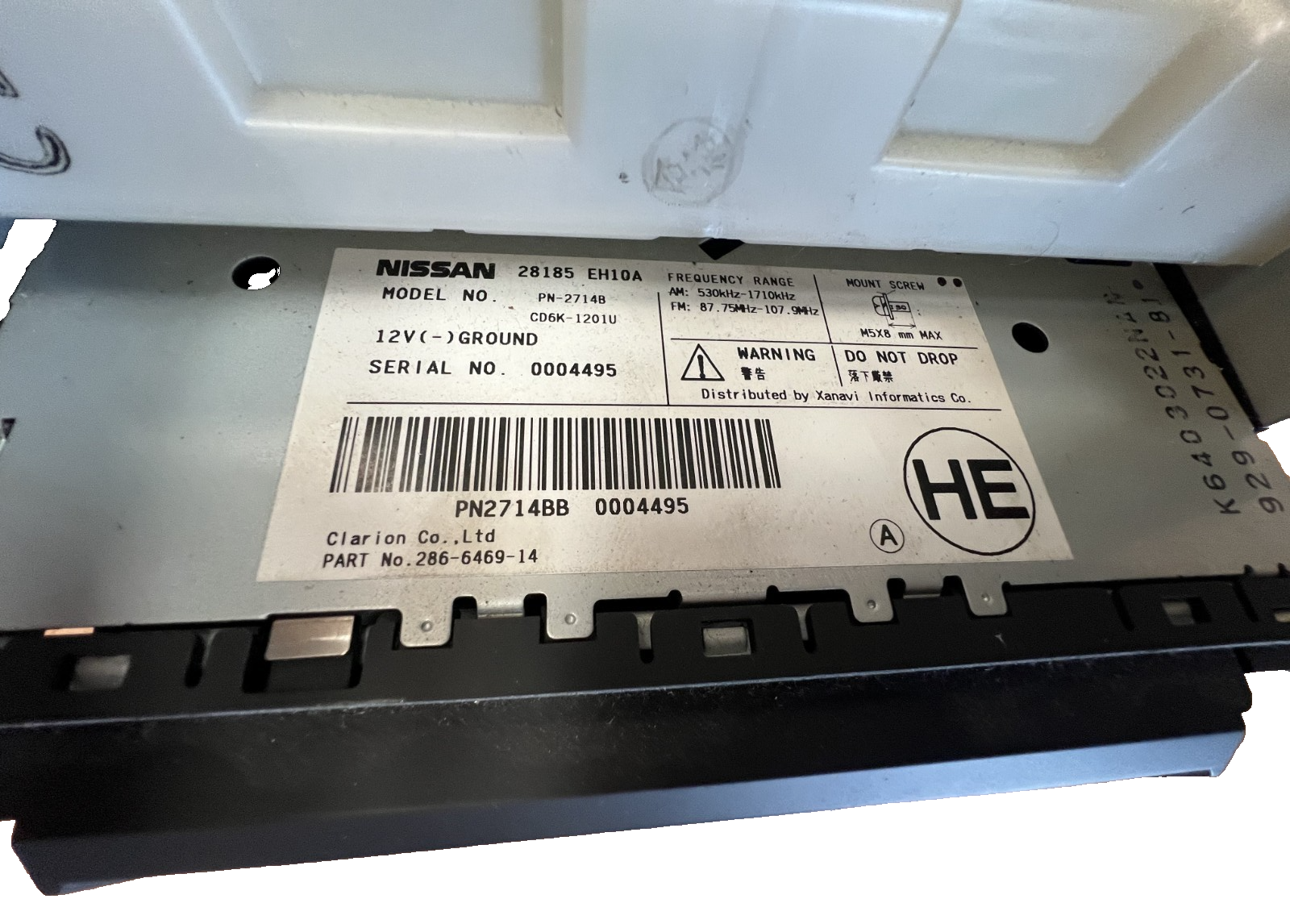 07 2007 Infiniti M35 AM FM CD DVD Receiver Head 28185 EH10A, 27760 EH60A