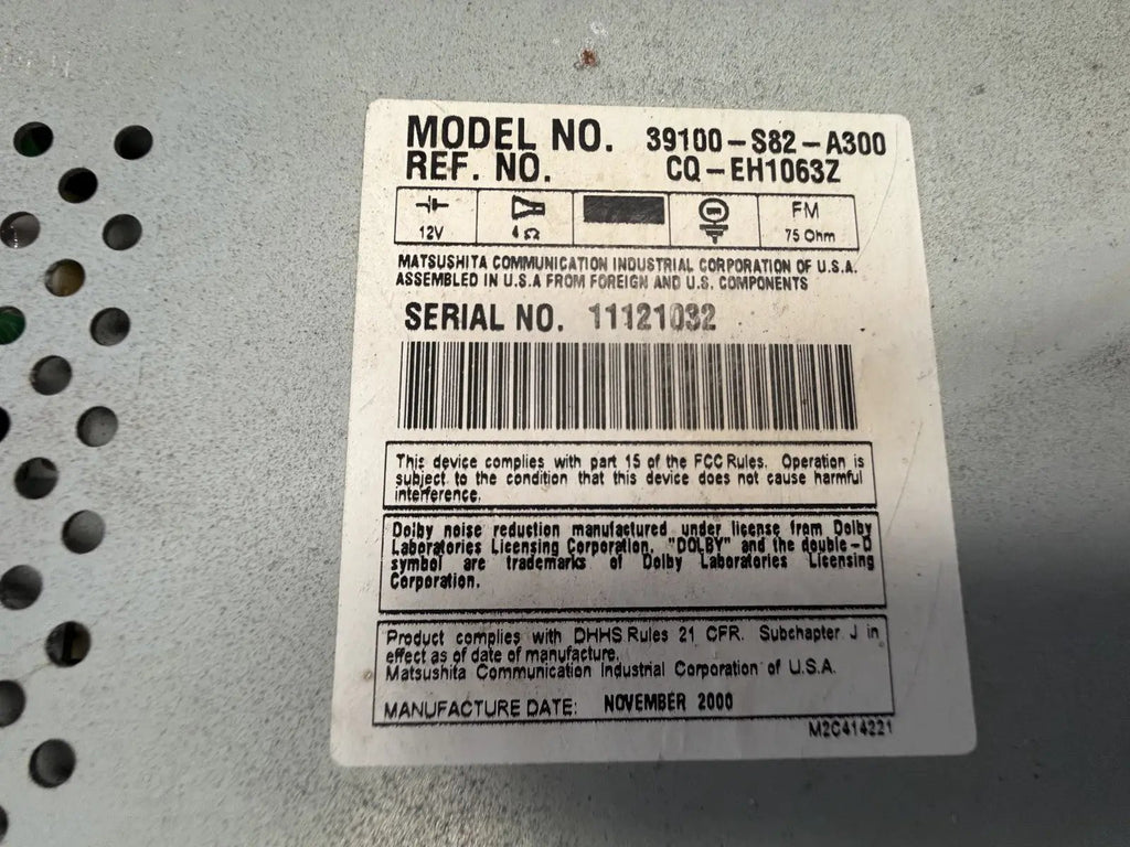 Radio 6 Disc CD Receiver AM FM 39100 S82 A300 fits 1998-2002 Honda Accord Civic by Matsushita