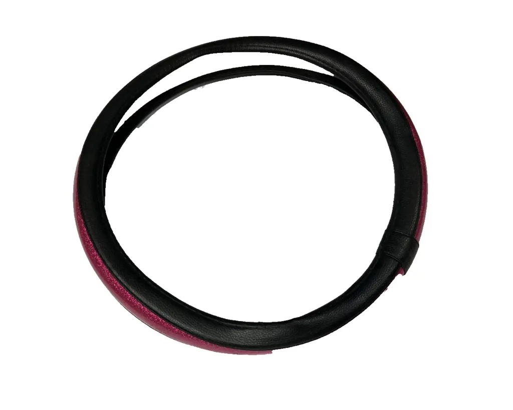 Steering Wheel Cover Black with Red Sparkling Glitter Design Universal Fit by Unbranded