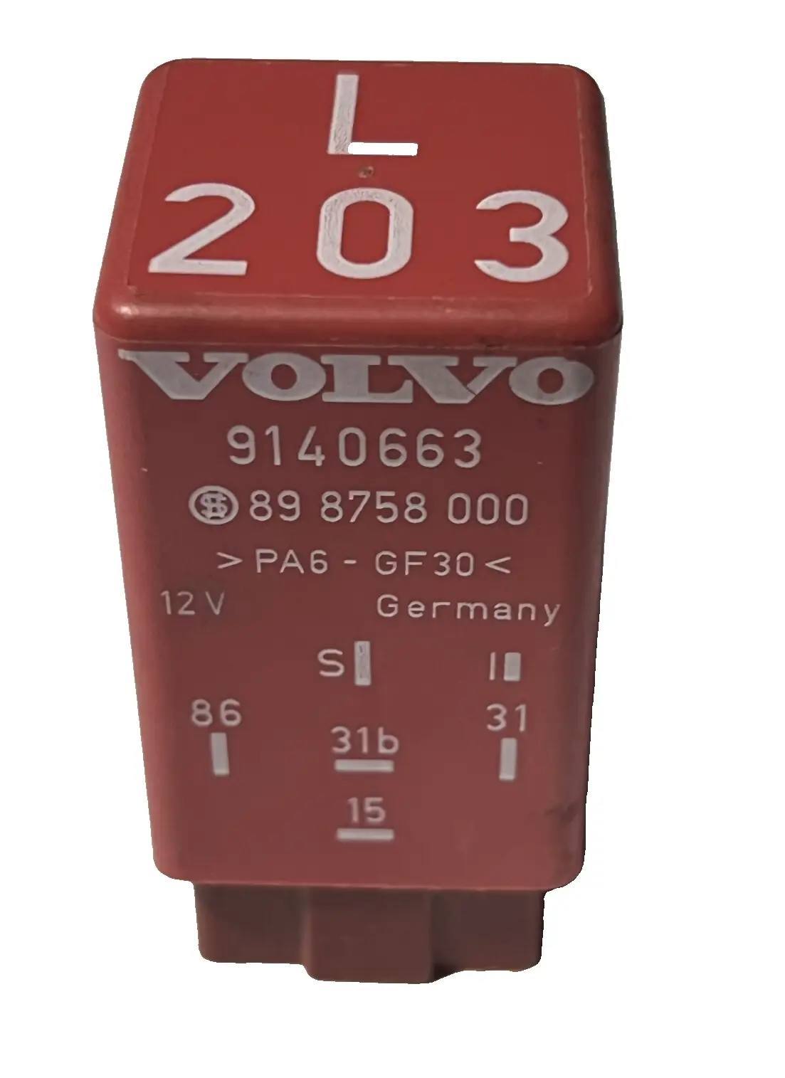 Volvo Intermittent Windshield Wiper Relay L 203 OEM 9140663, 89 8758 000 by Volvo