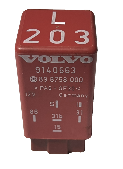 Volvo Intermittent Windshield Wiper Relay L 203 OEM 9140663, 89 8758 000