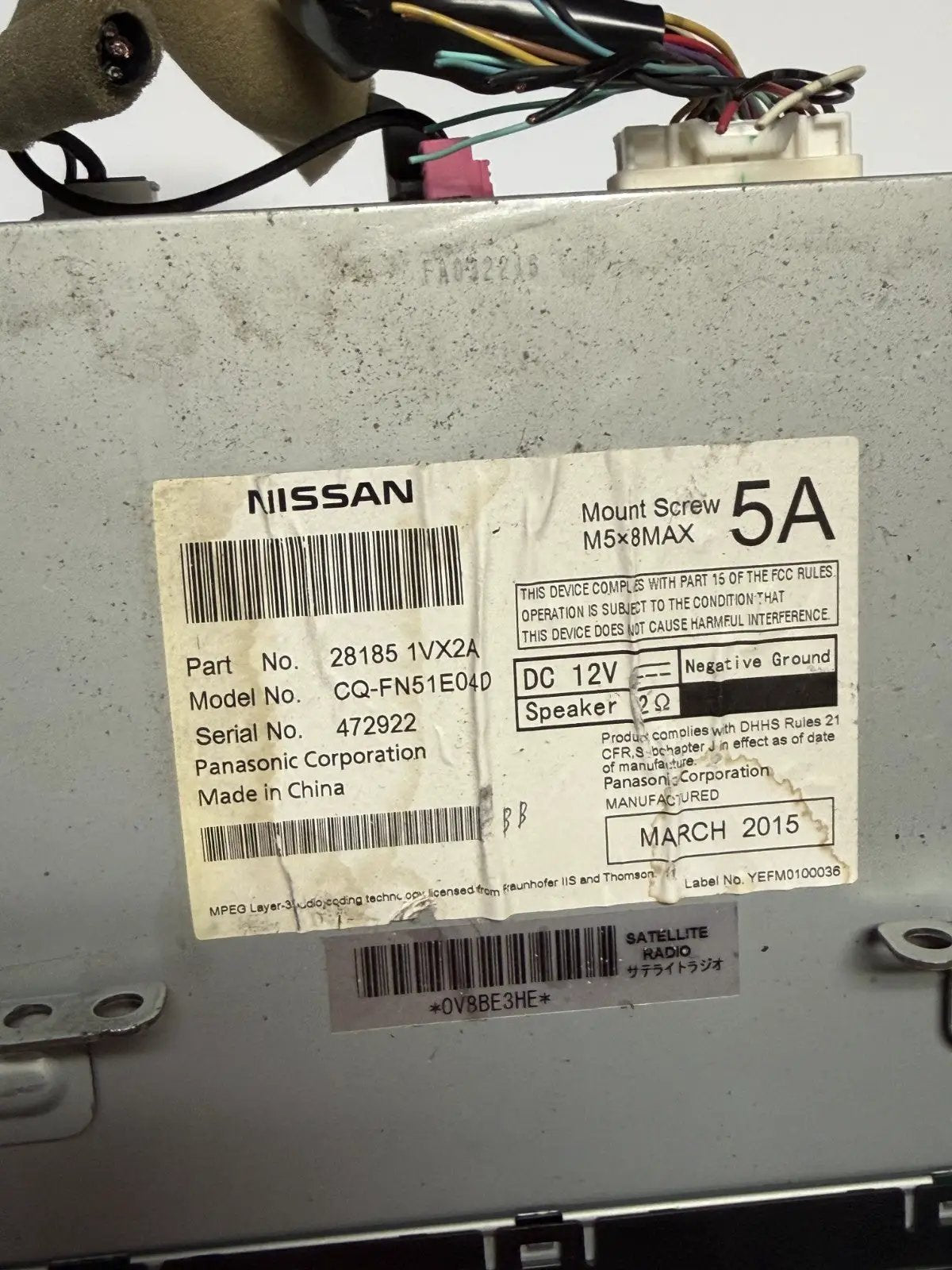 2012 2013 2014 2015 Nissan Rogue AM FM CD Player Radio Receiver 28185 1VX2A by Nissan